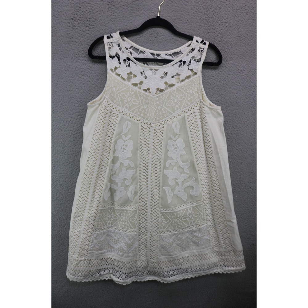 Vanessa Virginia Sleeveless Embroidered Lace Dress-14-Cottagecore-Prairie-Linen